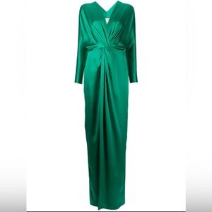 Vintage 80s Michael Mason Twist Detail Green Long Sleeve Dress